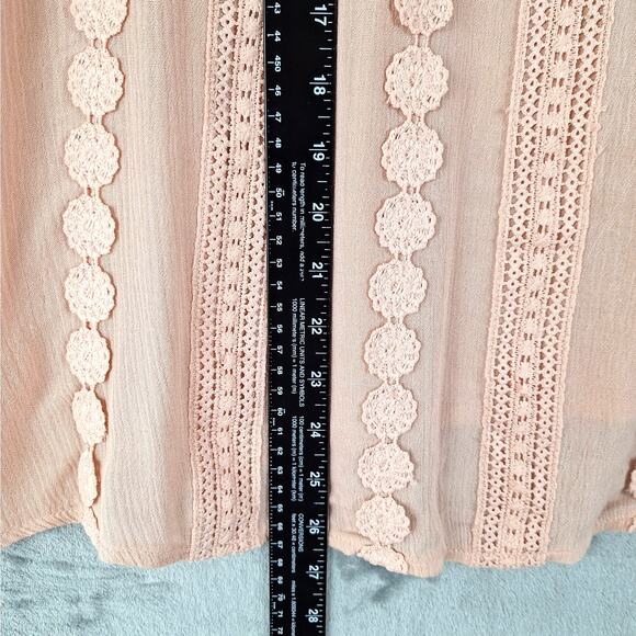 Womens Top Medium Boho Crochet Lace Peasant Gauze Cottagecore Hippie Dainty Tank - Picture 4 of 5